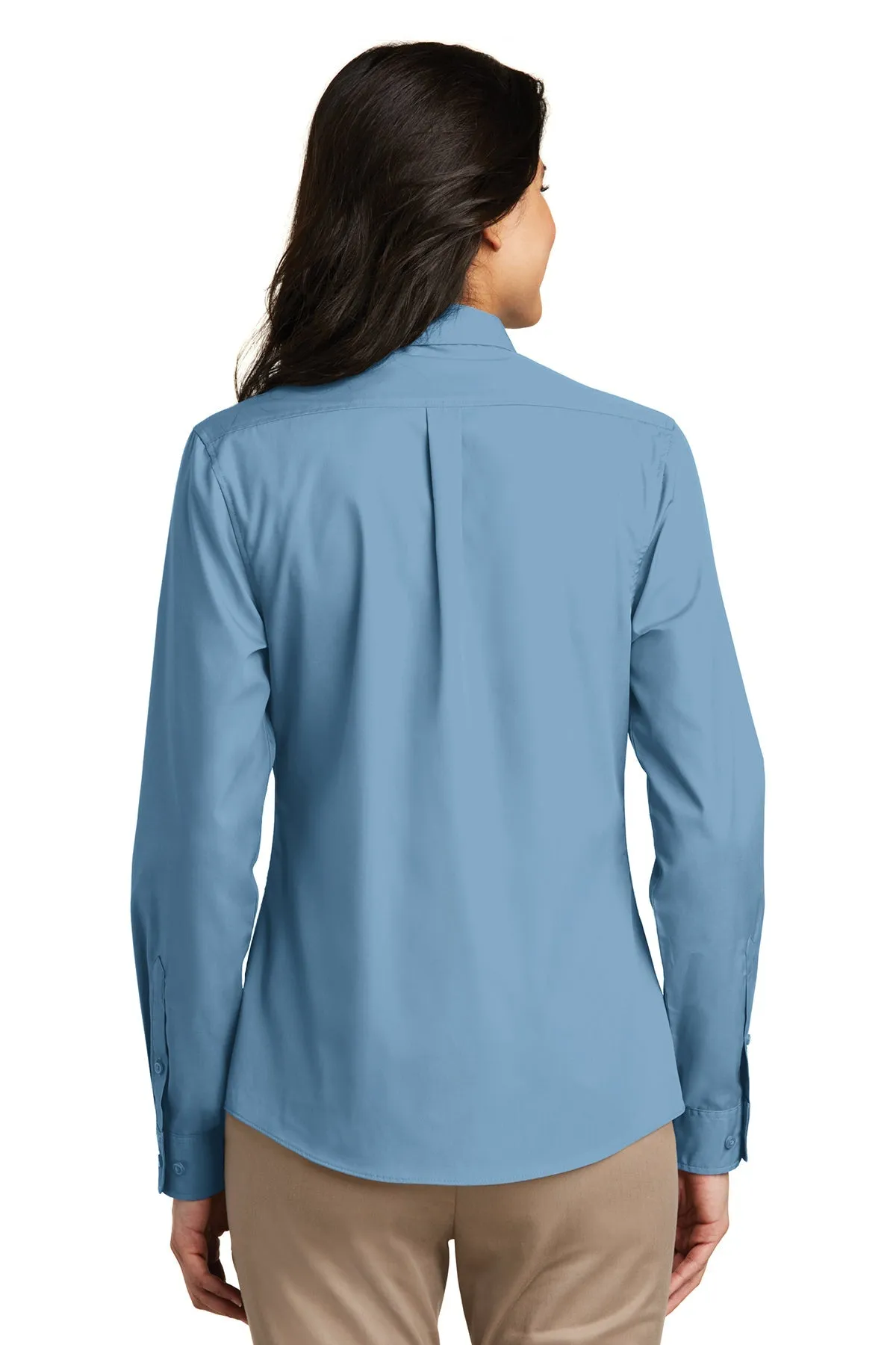 Port Authority Ladies Carefree Poplin Customized Shirts, Carolina Blue