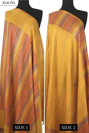 Reversible Superfine Cashmere Striped Shawl - Mustard and Carrot Orange