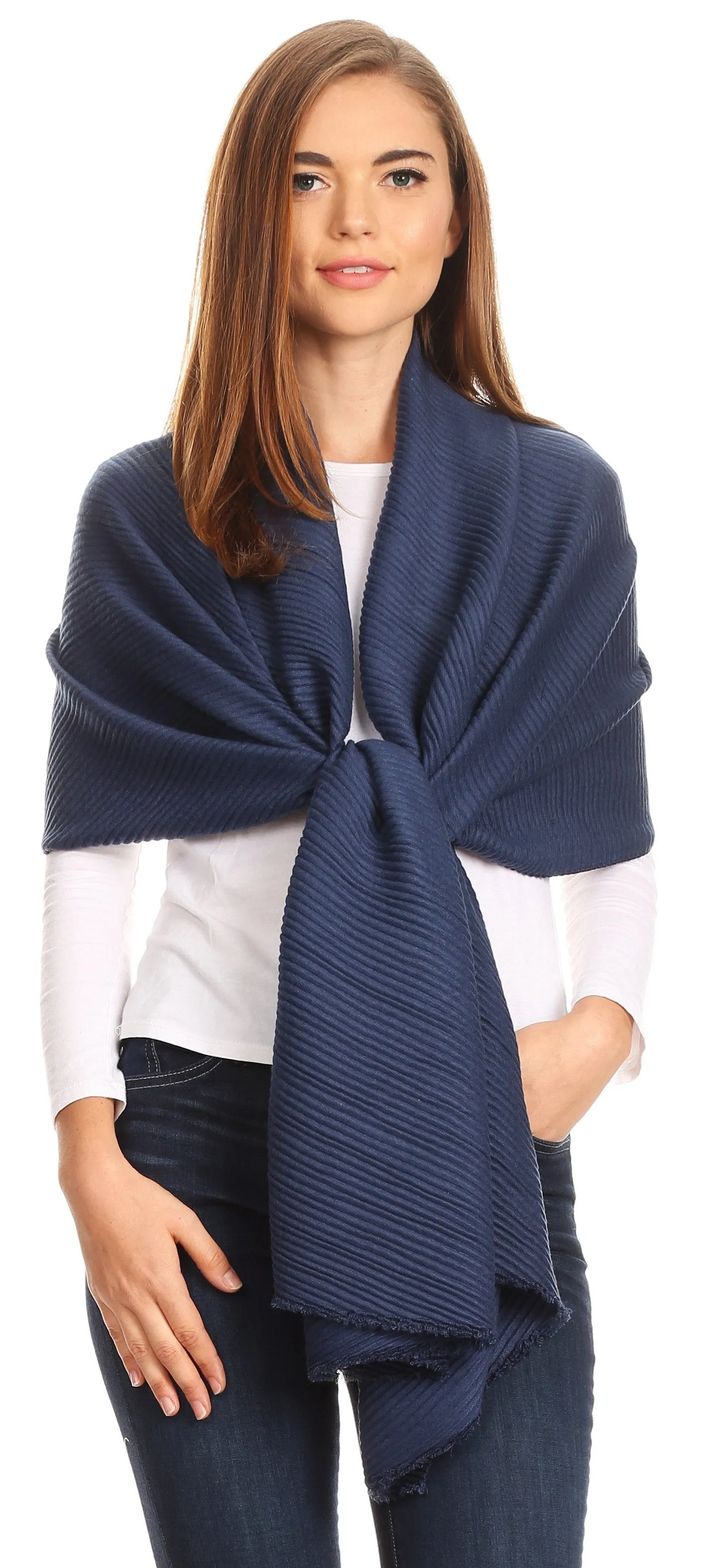 Sakkas Cara Pleated Crinkle Soft and Warm Shawl/ Wrap/ Stole