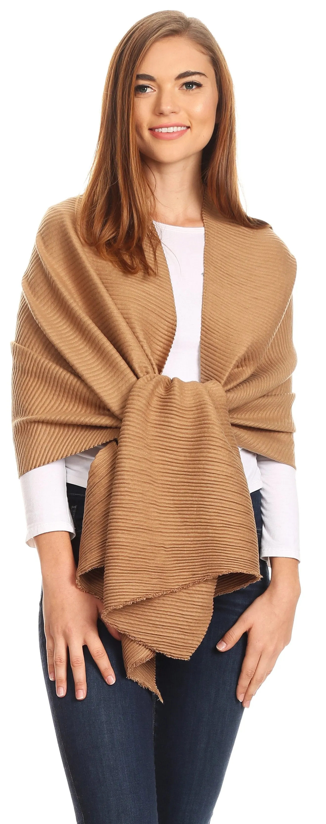 Sakkas Cara Pleated Crinkle Soft and Warm Shawl/ Wrap/ Stole