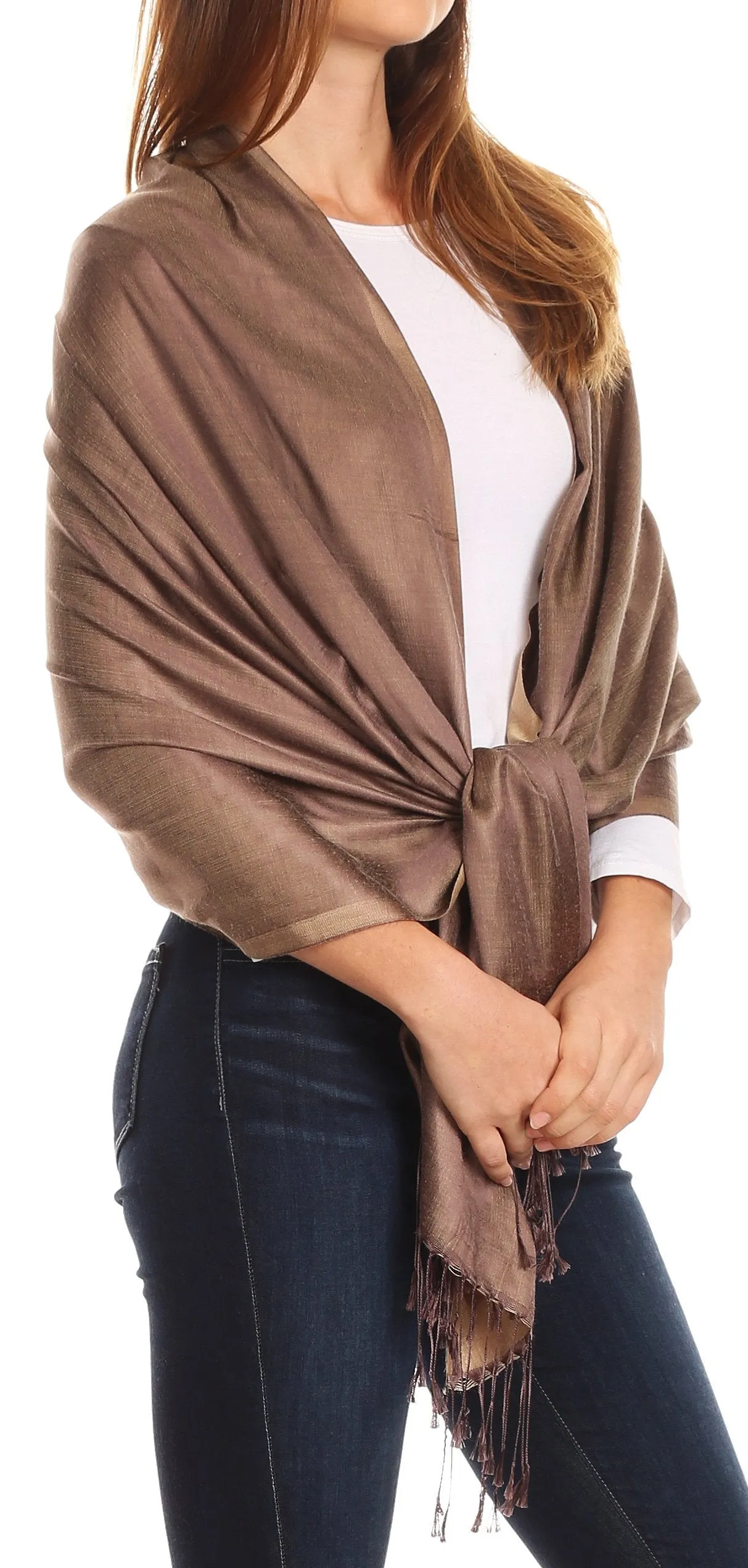 Sakkas Carine Reversible Soft Solid Slight Shimmer Pashmina/ Shawl/ Wrap/ Stole