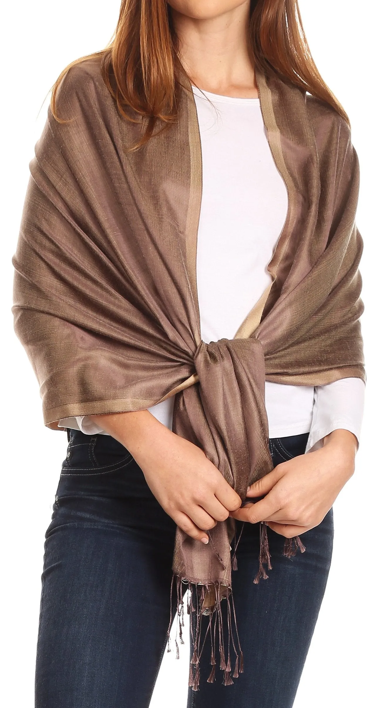 Sakkas Carine Reversible Soft Solid Slight Shimmer Pashmina/ Shawl/ Wrap/ Stole