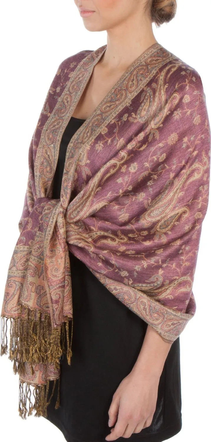 Sakkas Double Layer Jacquard Paisley Pashmina Shawl / Wrap / Stole