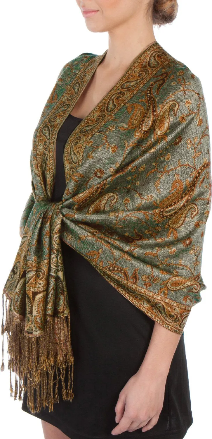 Sakkas Double Layer Jacquard Paisley Pashmina Shawl / Wrap / Stole