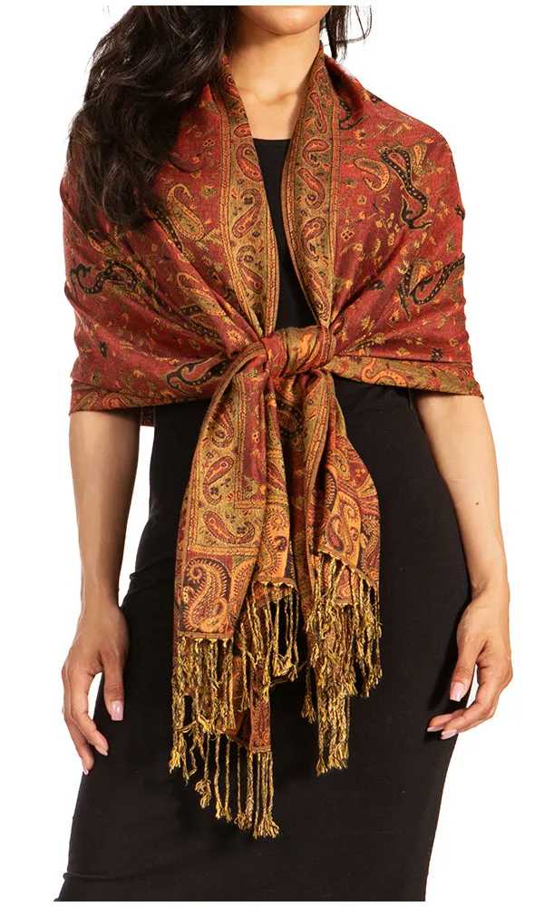 Sakkas Double Layer Jacquard Paisley Pashmina Shawl / Wrap / Stole