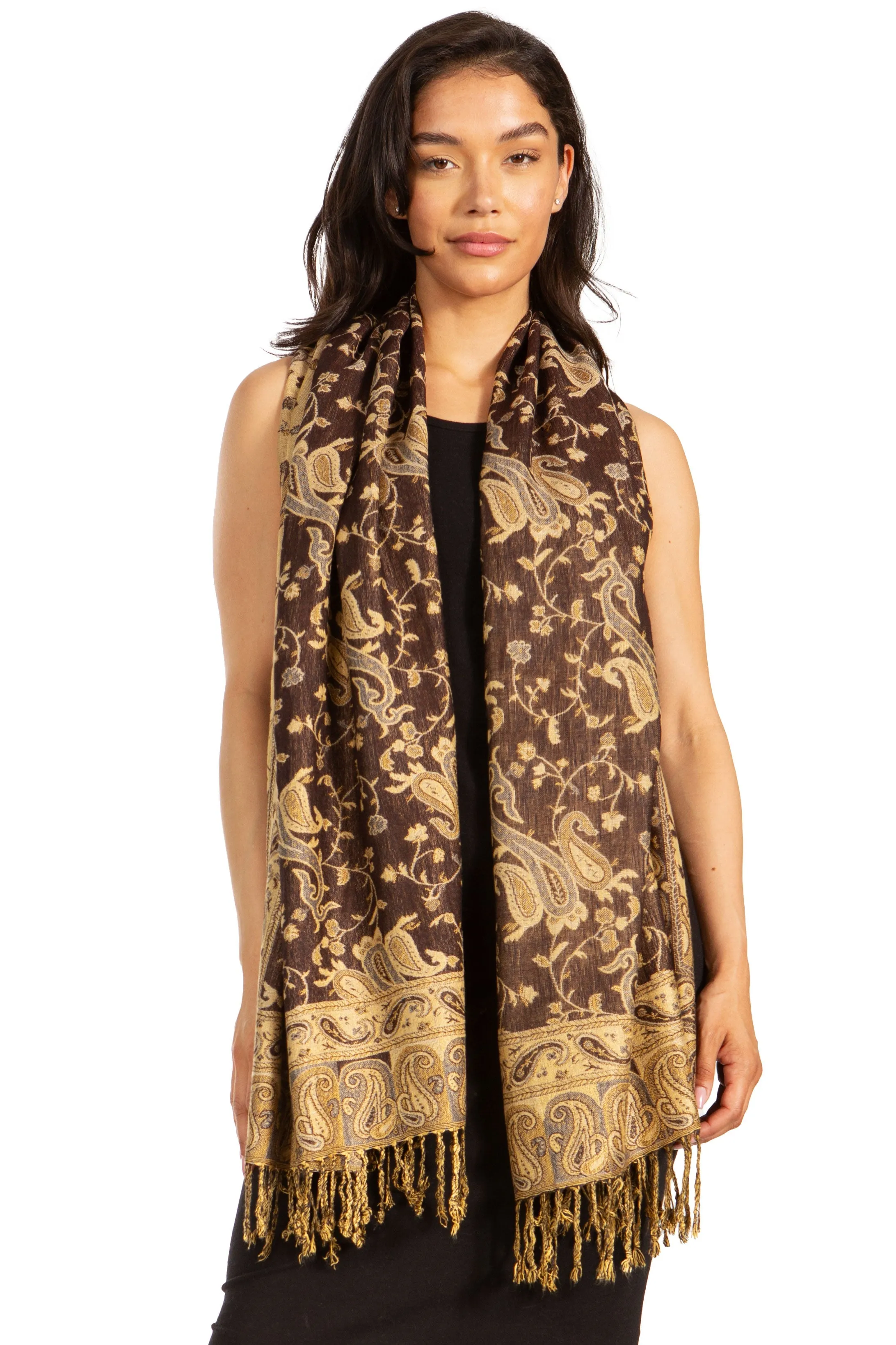 Sakkas Double Layer Jacquard Paisley Pashmina Shawl / Wrap / Stole