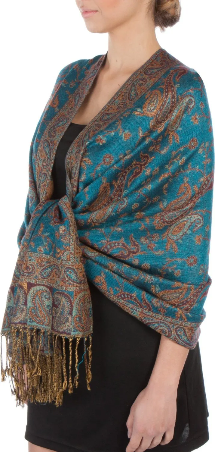 Sakkas Double Layer Jacquard Paisley Pashmina Shawl / Wrap / Stole