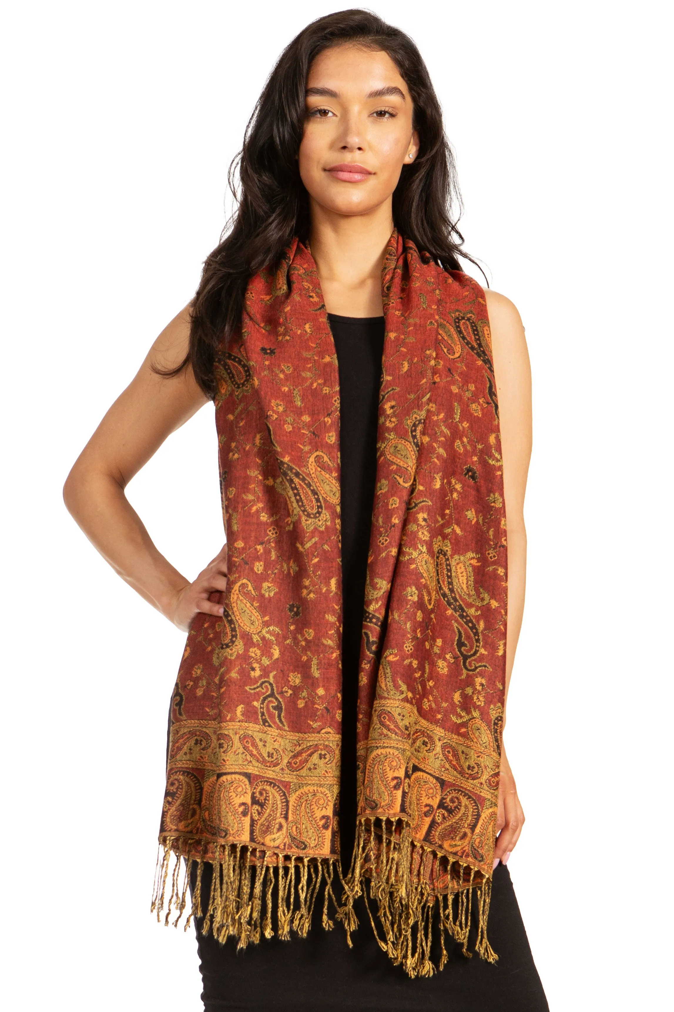 Sakkas Double Layer Jacquard Paisley Pashmina Shawl / Wrap / Stole