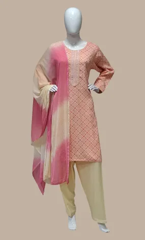 Salmon Pink Printed Salwar