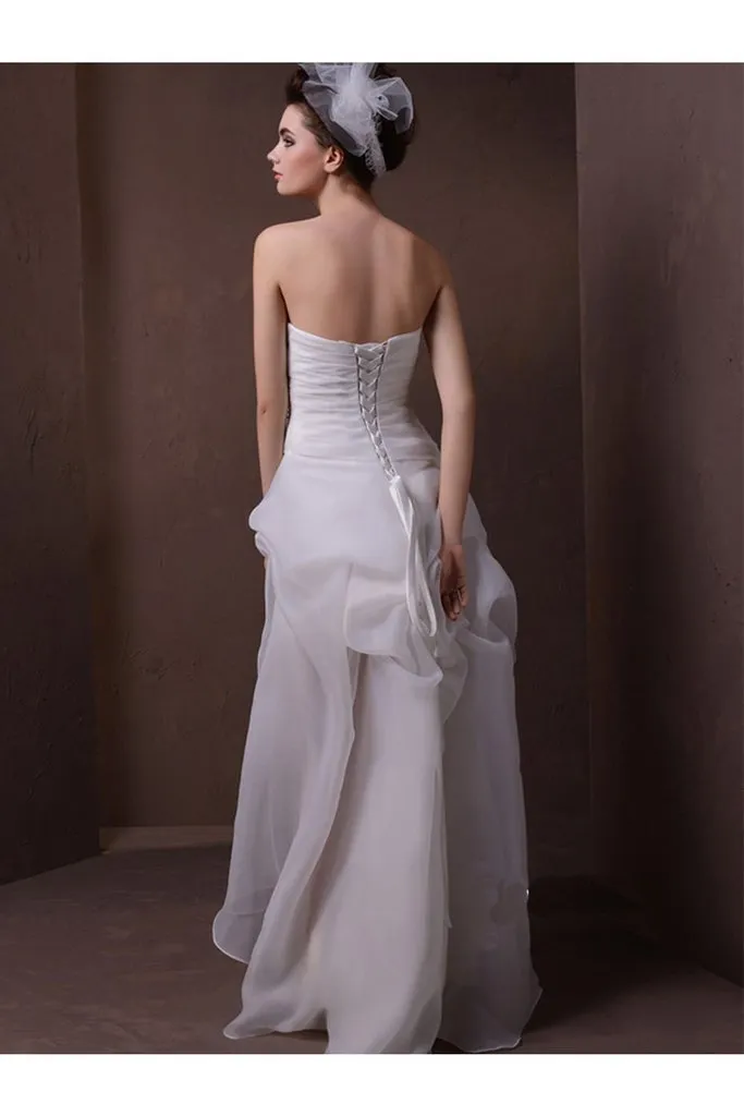 Short Front Long Back Elegant Strapless Beach Wedding Dresses PFW0295