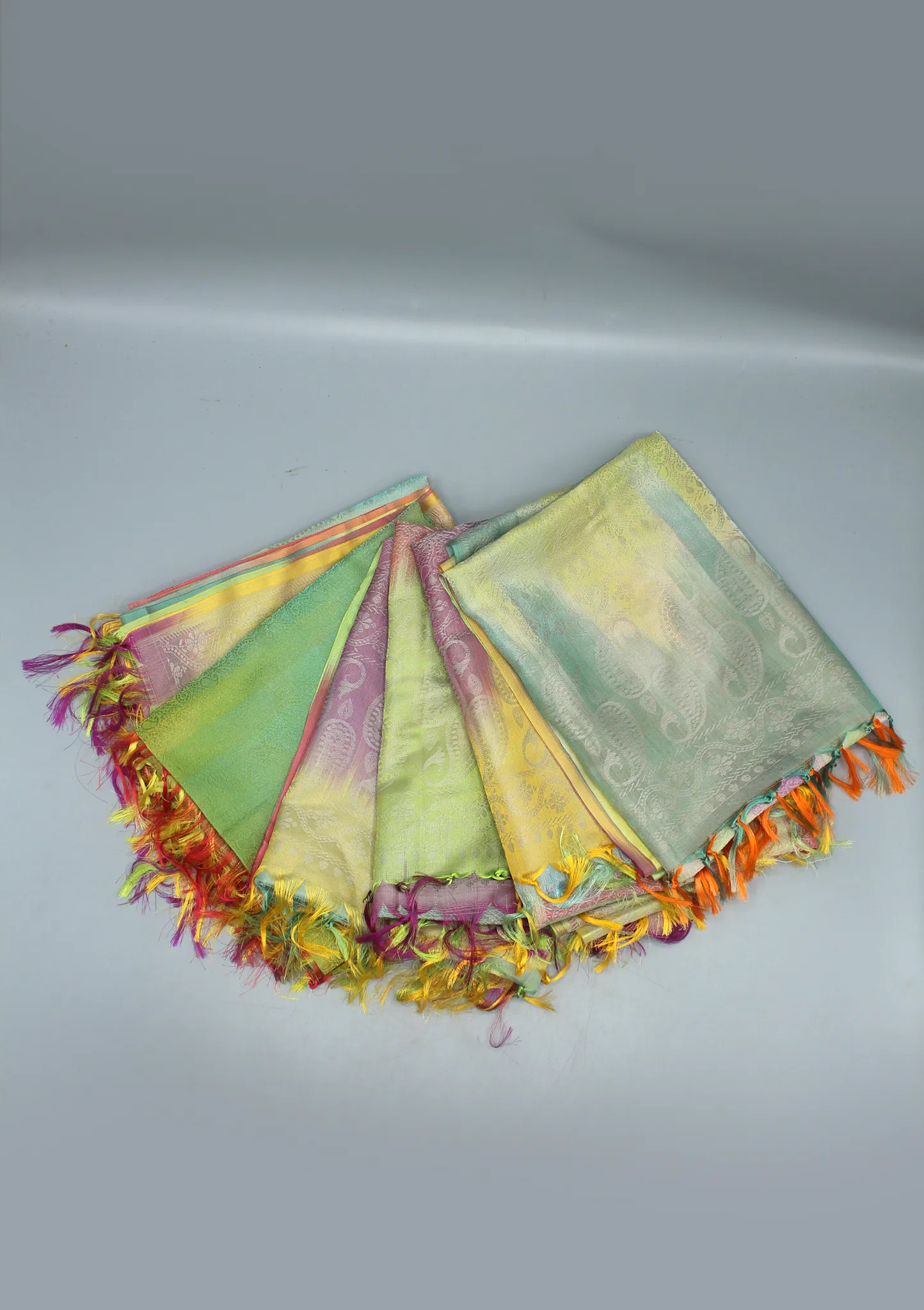 Silk Mixed Polyester Double Leaf Designed Multi Color Shawls