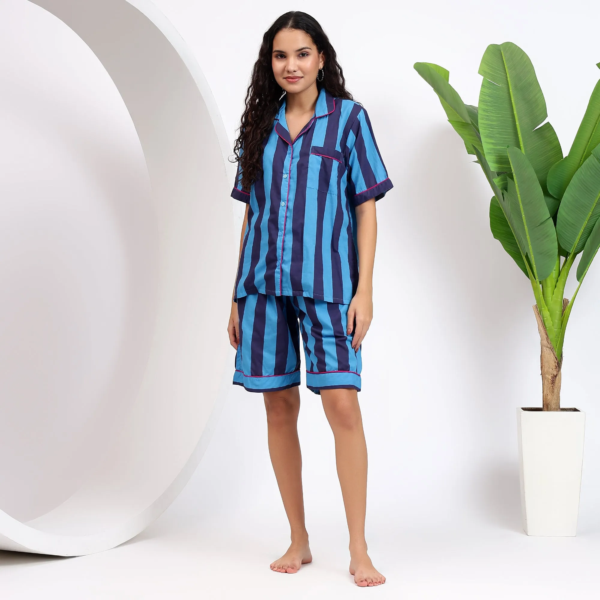 Soft Stripes: Cotton Pajama Shorts for Comfortable Sleep