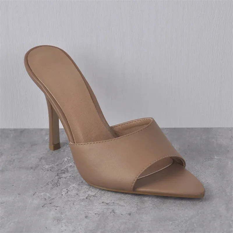 Stylish Pointed Peep Toe Slip-On Sandals