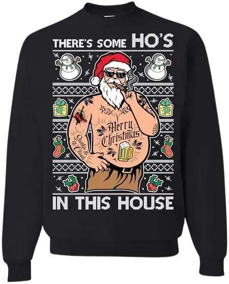 Ugly Christmas Crewneck Graphic Sweatshirt There Some Ho's In This House