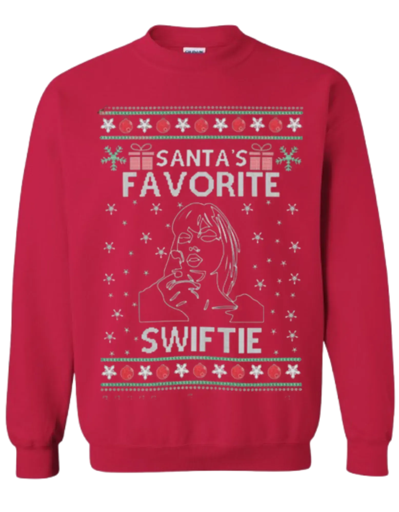 Ugly Christmas Crewneck Graphic Unisex Sweatshirt Santa's Favorite Female Singer