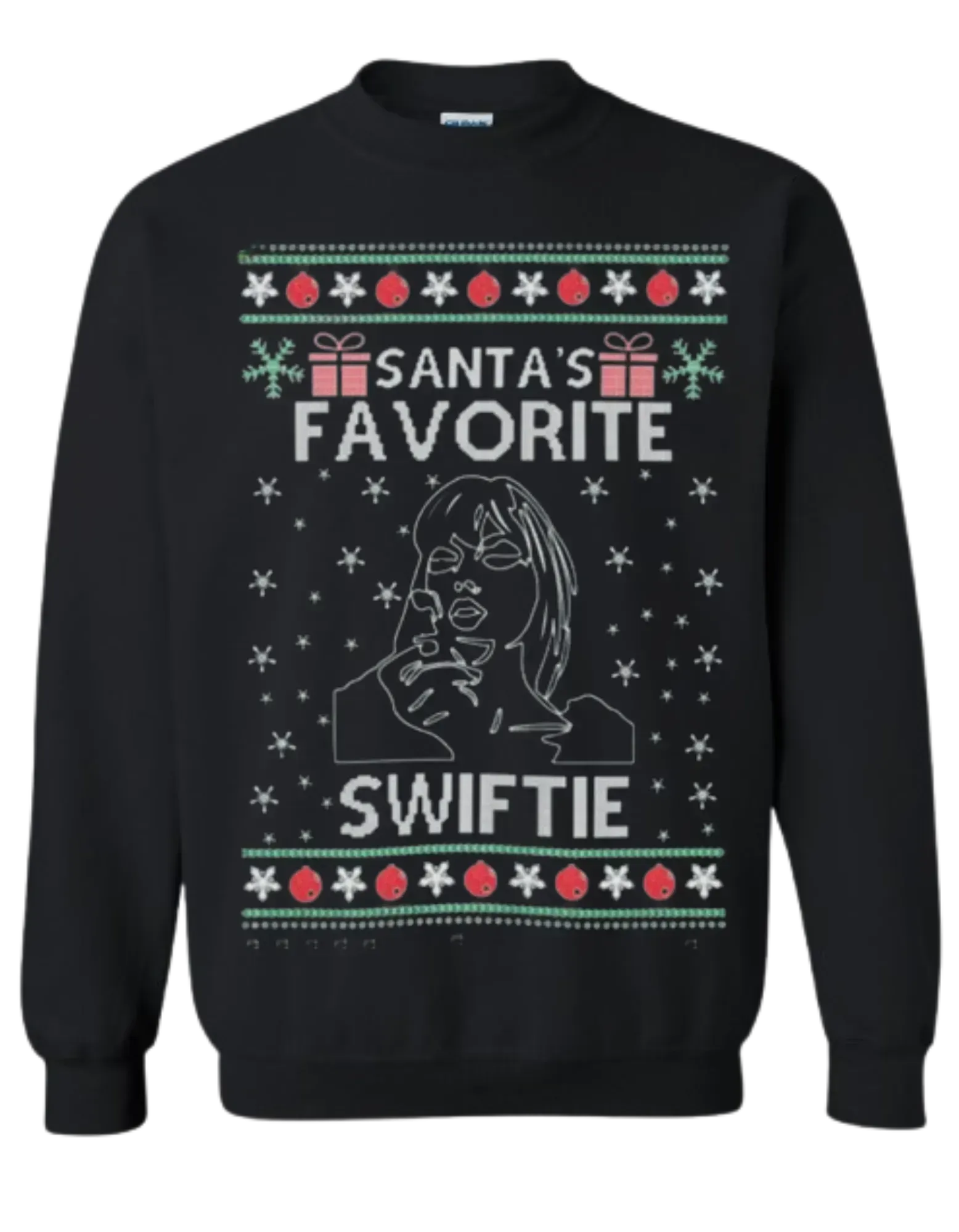 Ugly Christmas Crewneck Graphic Unisex Sweatshirt Santa's Favorite Female Singer