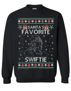 Ugly Christmas Crewneck Graphic Unisex Sweatshirt Santa's Favorite Female Singer