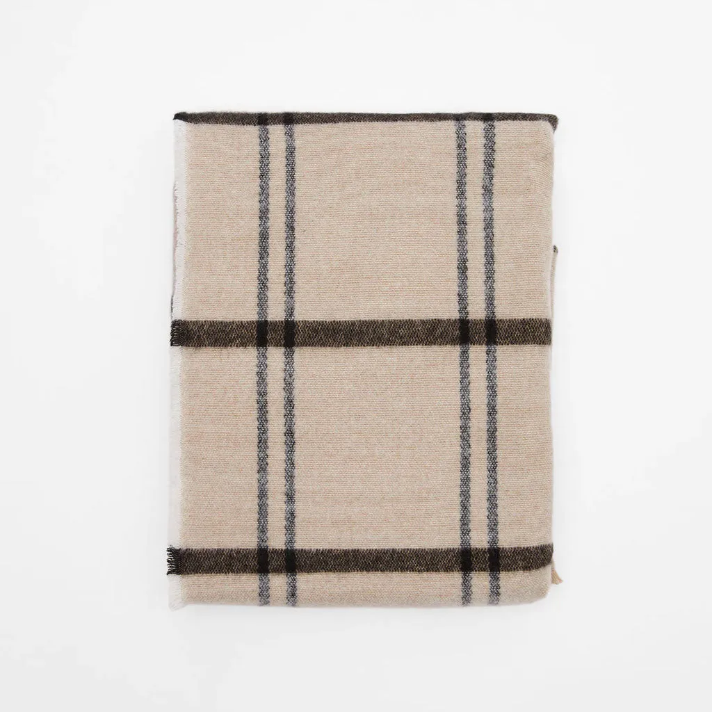 Versatile Plaid Printed Frayed Oversized Blanket Scarf - Khaki