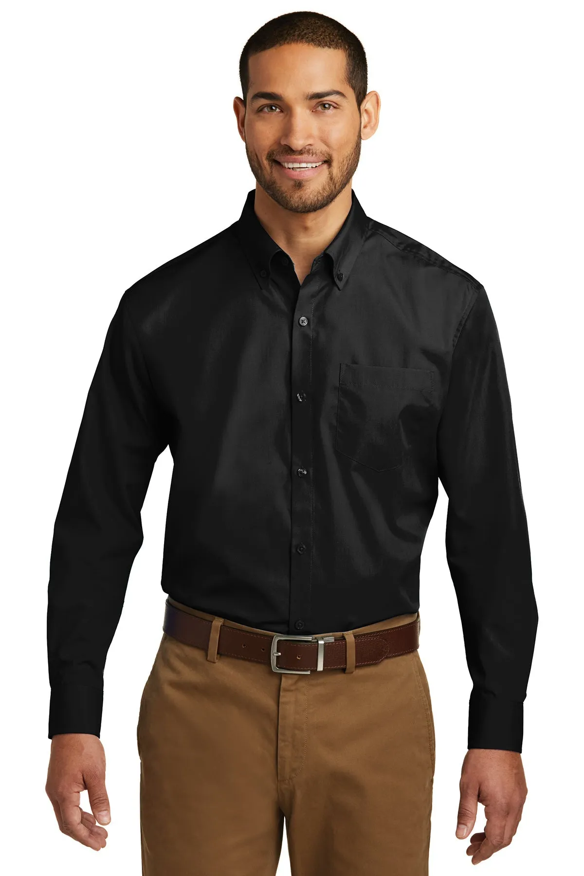 W100-Port Authority® Long Sleeve Carefree Poplin Shirt