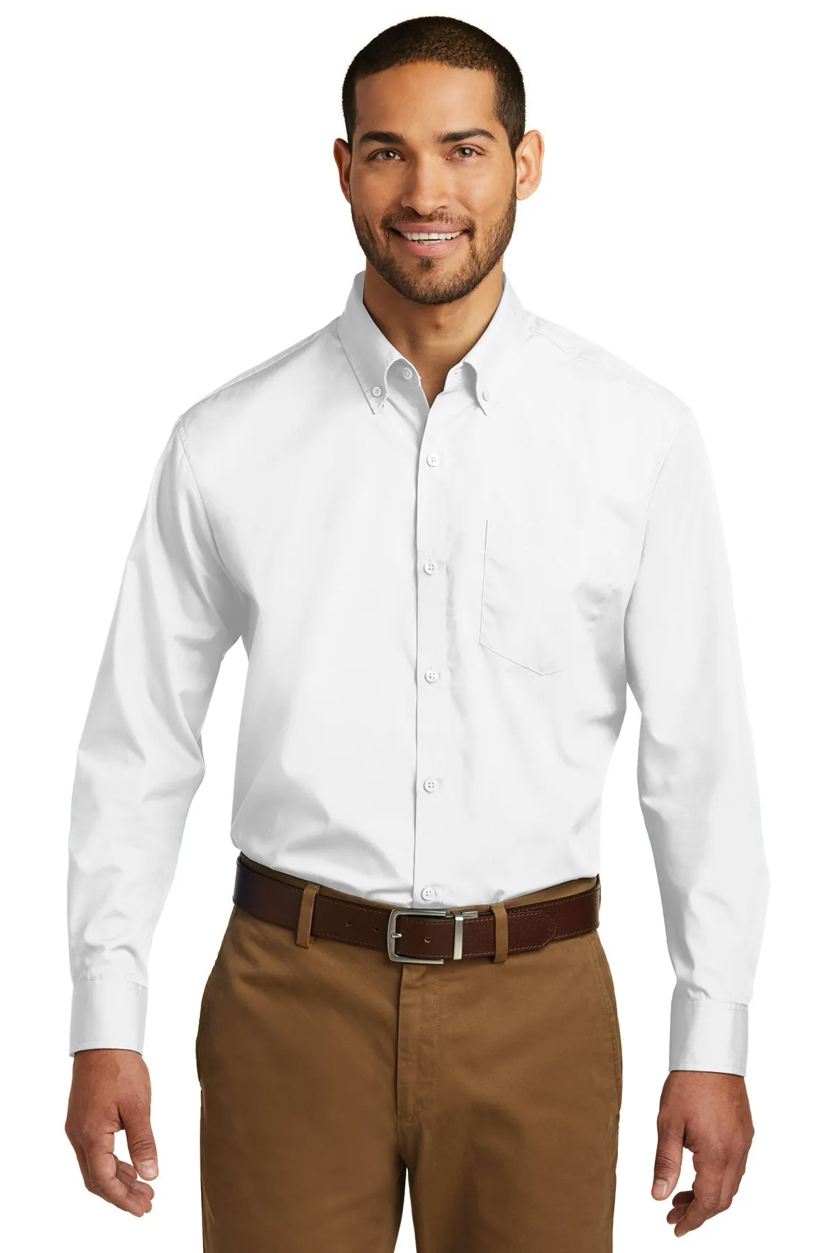 W100-Port Authority® Long Sleeve Carefree Poplin Shirt