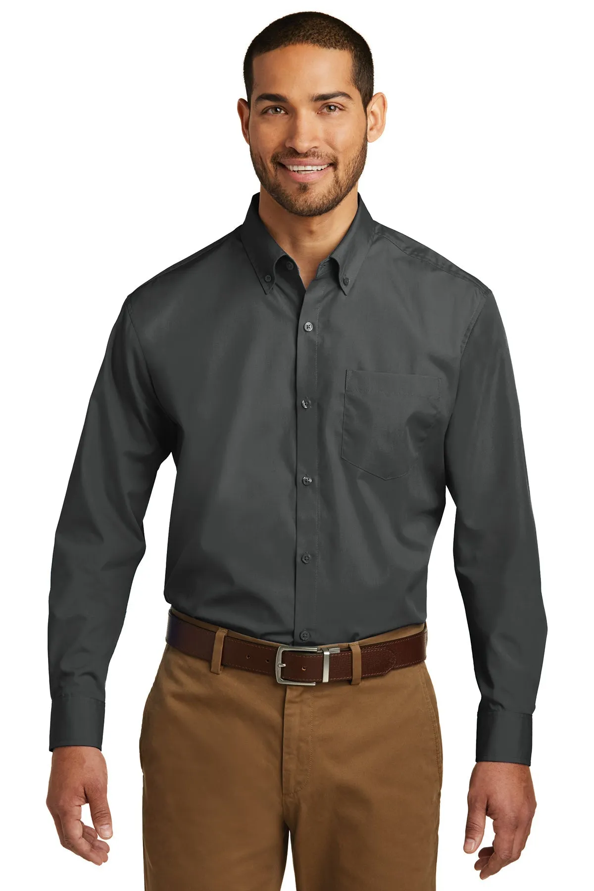 W100-Port Authority® Long Sleeve Carefree Poplin Shirt