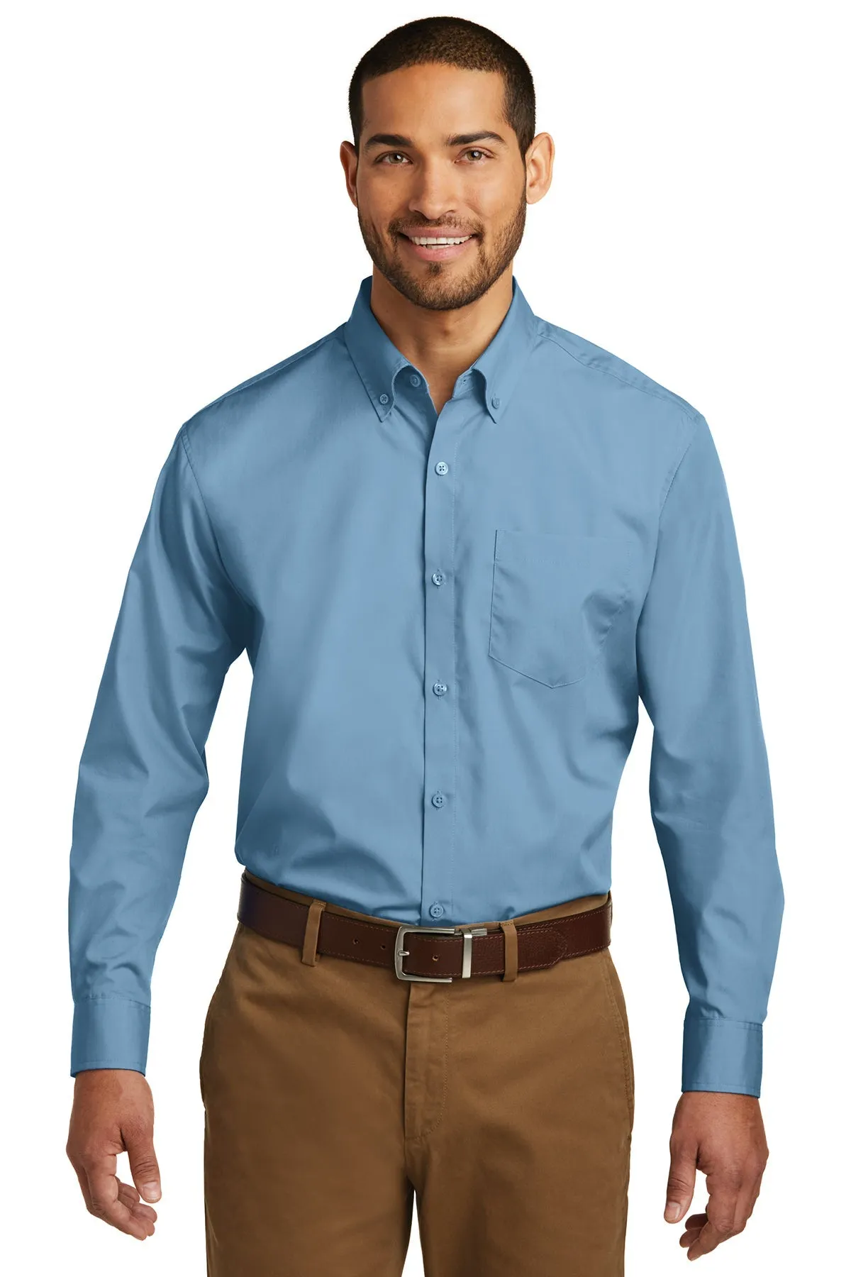 W100-Port Authority® Long Sleeve Carefree Poplin Shirt