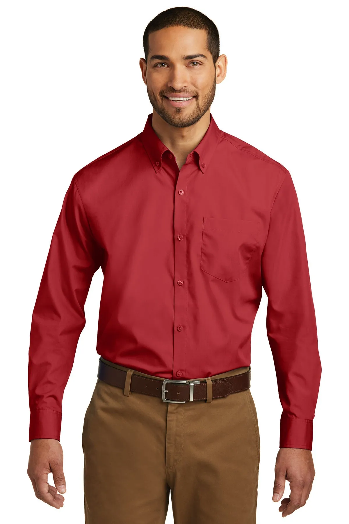 W100-Port Authority® Long Sleeve Carefree Poplin Shirt