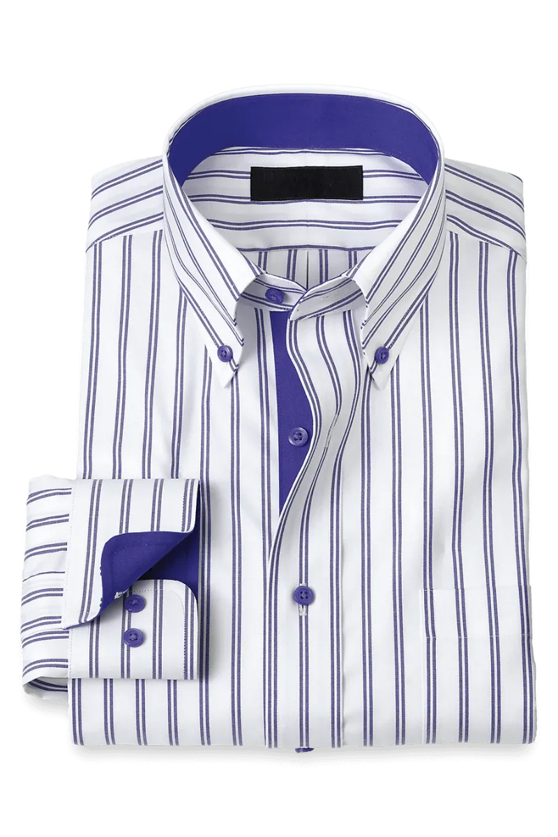 White & Blue Stretch Non-Iron Stripe Formal Shirt