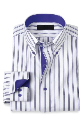 White & Blue Stretch Non-Iron Stripe Formal Shirt